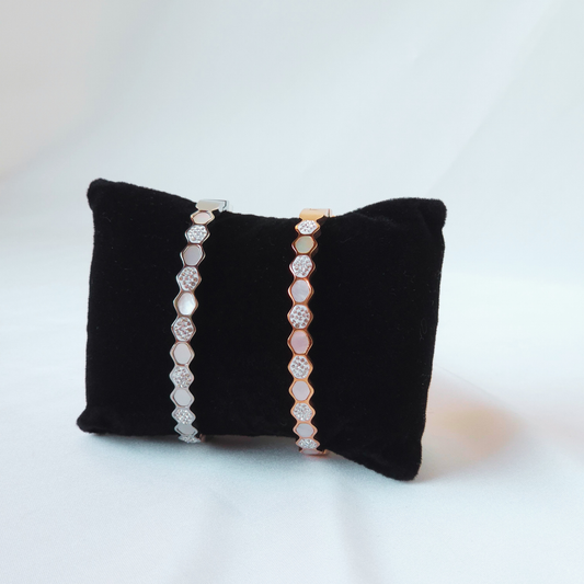 Bracelet Hexa Chic – Argenté & Or rose